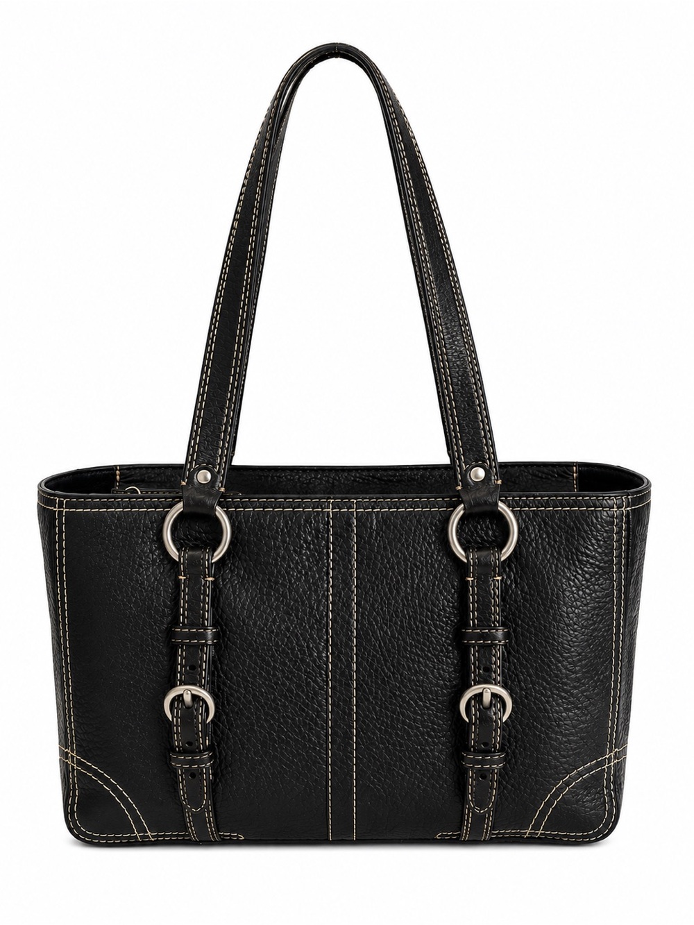 Coach Soho Black Pebbled Leather Buckle Tote Shoulder Bag Silver Hardware F12339 - Picture 13 of 13